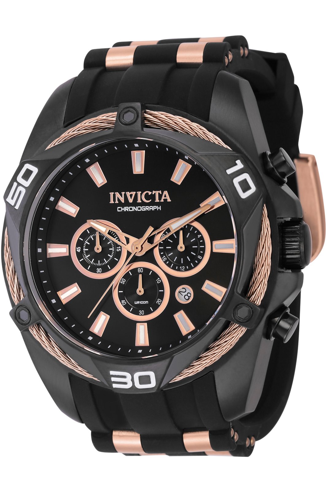 Invicta men's 50mm bolt cheap quartz chronograph silicone strap watch